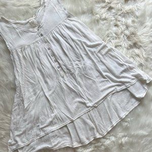 Womens tank top White High Low Mini Scoop Neck Sleeveless